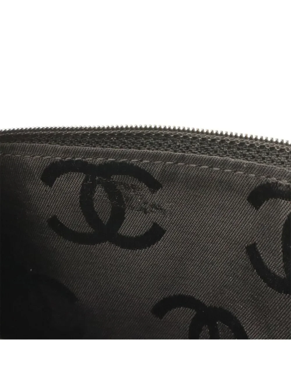 Chanel CC Logo Perforated Chain Tote Shoulder Bag Enamel Patent Leather Black
